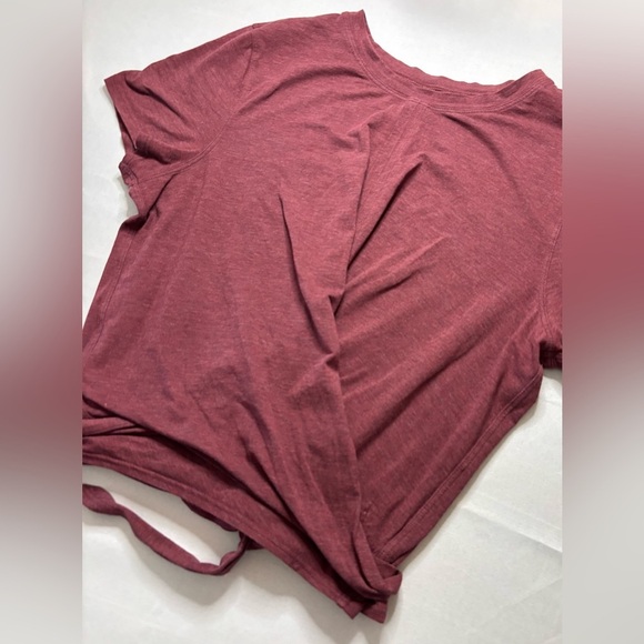 Lululemon Time To Restore Short Sleeve | Heathered Dark Sport Red | Size 6 - Picture 9 of 9